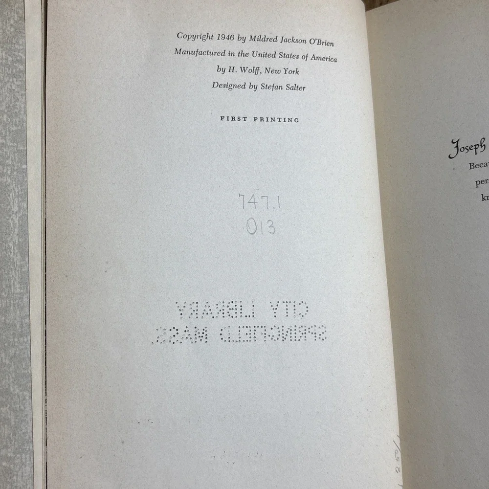 The Rug and Carpet‎ Book  by Mildred Jackson O'Brien  HB  1946. First Printing